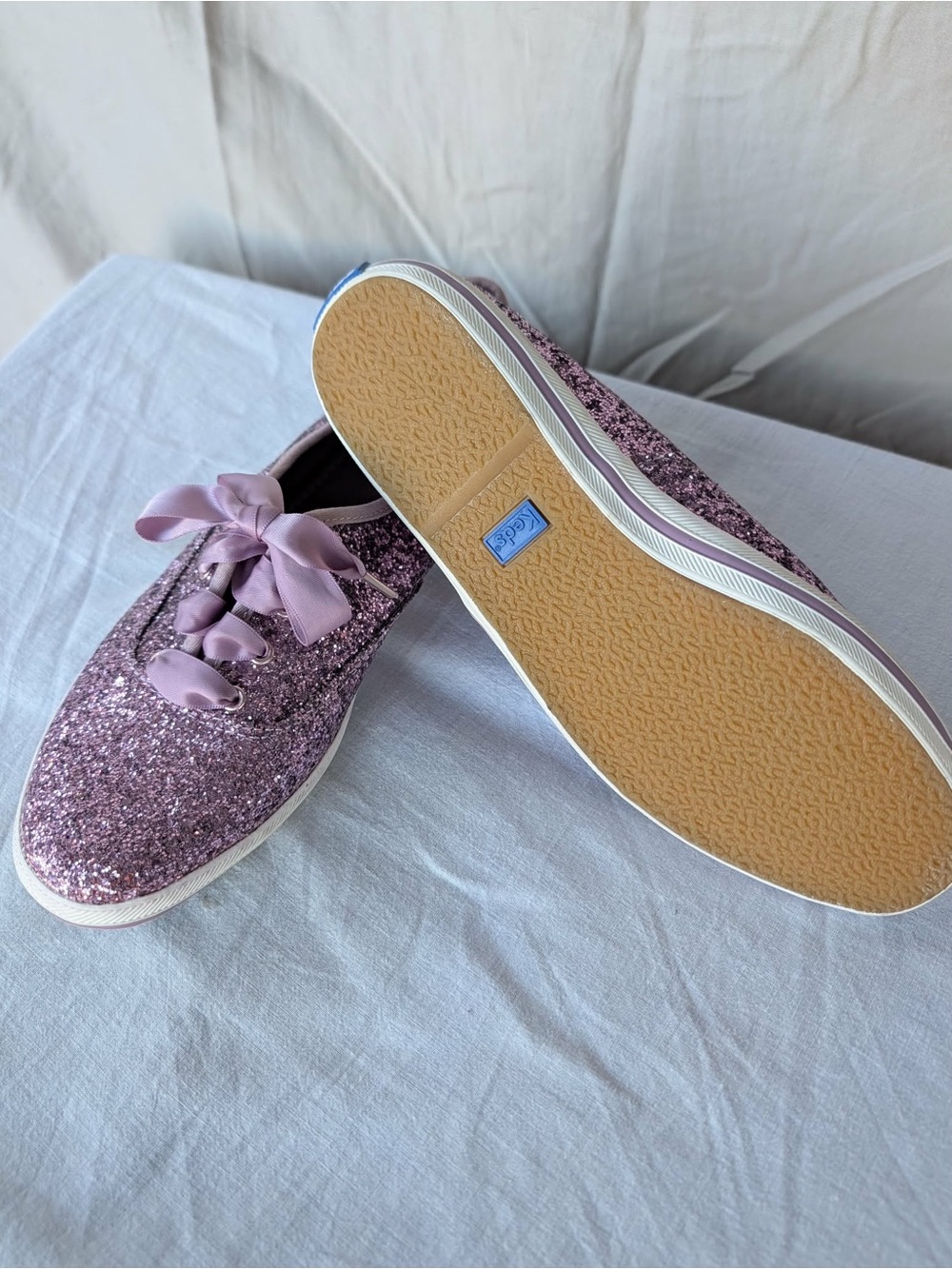 Keds Glitter Lace-Up Sneakers in Lilac Pink